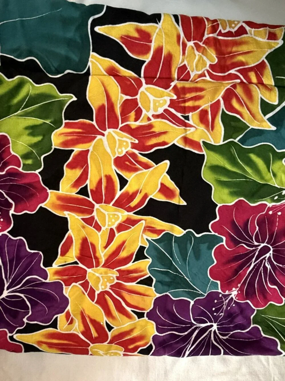 Diamond Head Hawaii Black Tropical Floral Sarong Pareo Wrap